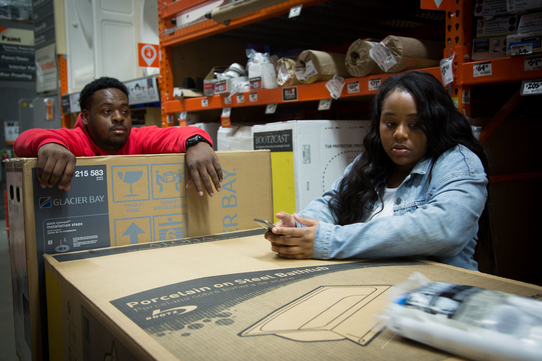 Dominic and Brittany are seen a hardware store buying items they need to repair their home